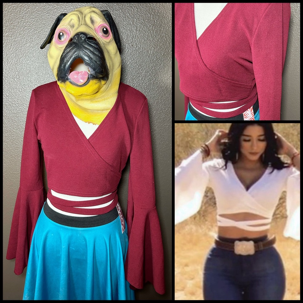 ROMWE, bell sleeve, tie crop top!!